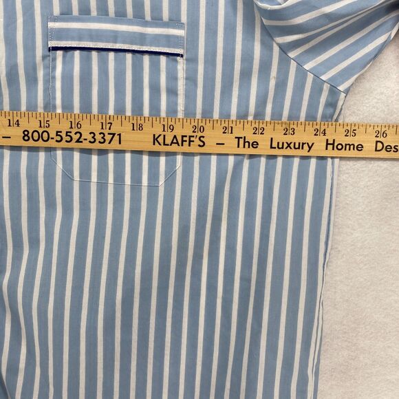 WESTCHESTER CLASSIC Pajama Top Mens L Striped Cotton Blend Button Up V-Neck Blue - Picture 9 of 11